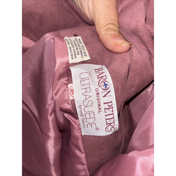 Baron Peters Vintage Ultrasuede Skirt Suit Set 16 Lined Button Zip Mauve Pink - Picture 12 of 12